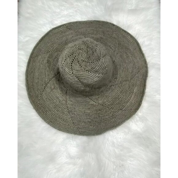 Mar Y Sol Handmade Gray Natural Raffia Wide Brim Sun Hat - Picture 4 of 6